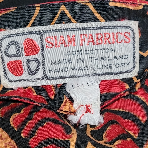 Vintage Thai size 12 red cotton kaftan Maxi Dress house robe loungewear - Picture 8 of 16